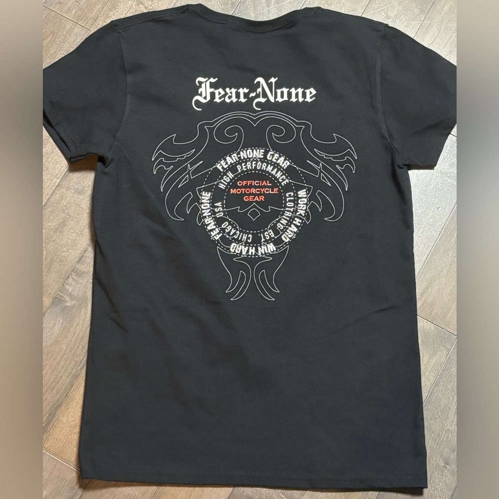 FEAR-NONE Gear Victory & Sacrifice Women’s Black Graphic Tee M NWOT Chicago USA